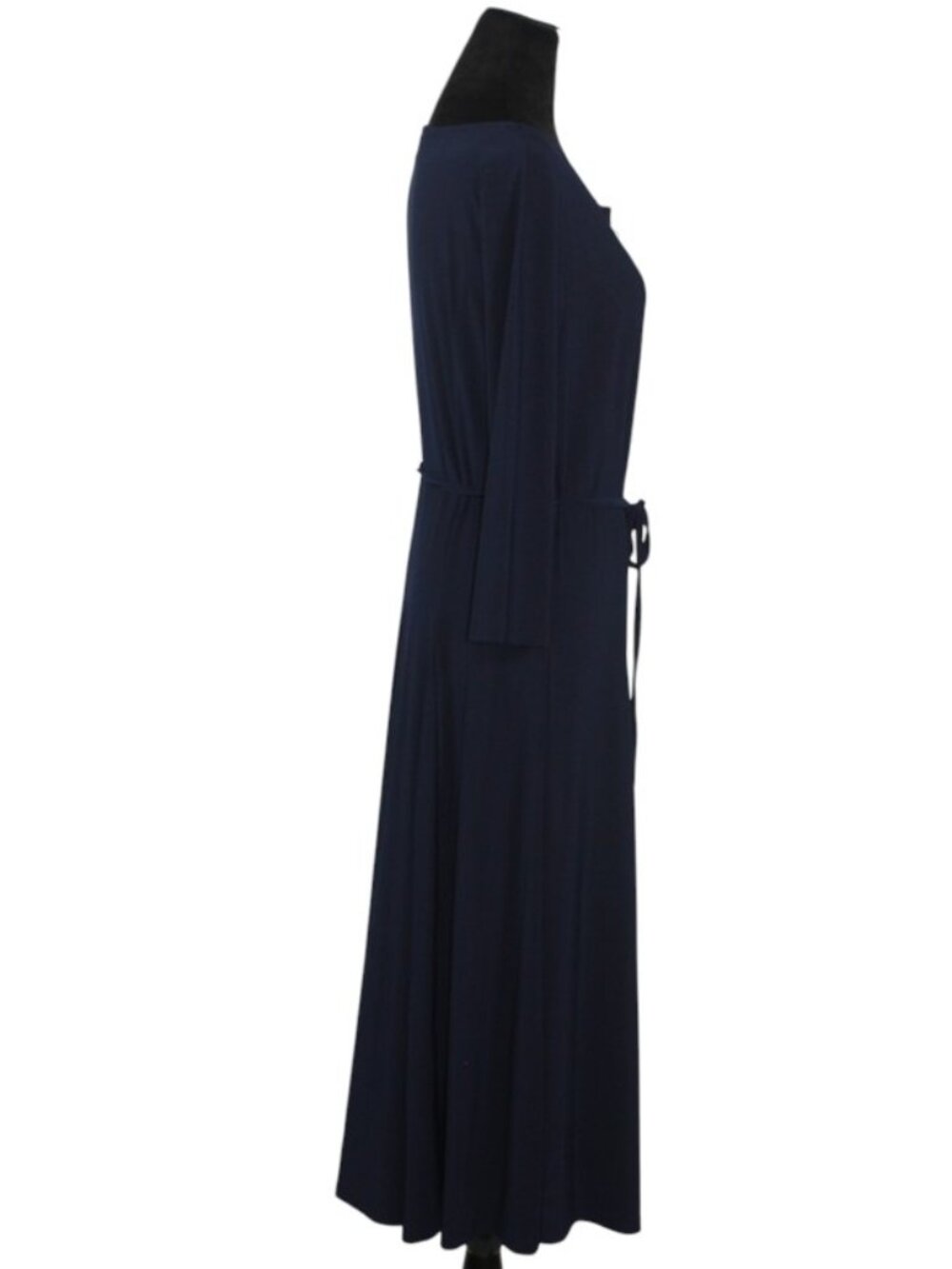 NWT Nina Leonard Women's Navy Long Sleeve Midi Dress with Gold Accent Size Large - Picture 4 of 9